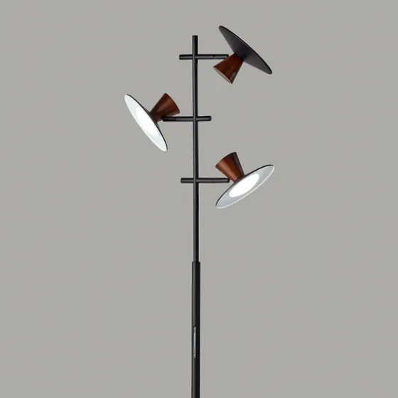 Black Metal Wood Accent Contemporary Floor Lamp-Kirkland's Home Cheap