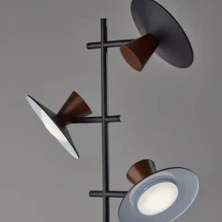 Black Metal Wood Accent Contemporary Floor Lamp-Kirkland's Home Cheap