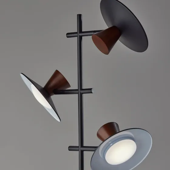 Black Metal Wood Accent Contemporary Floor Lamp-Kirkland's Home Cheap