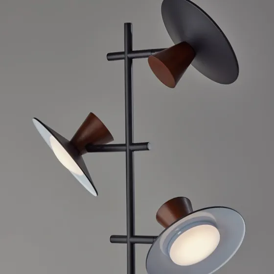 Black Metal Wood Accent Contemporary Floor Lamp-Kirkland's Home Cheap