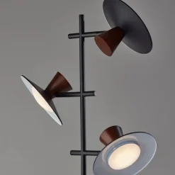 Black Metal Wood Accent Contemporary Floor Lamp-Kirkland's Home Cheap