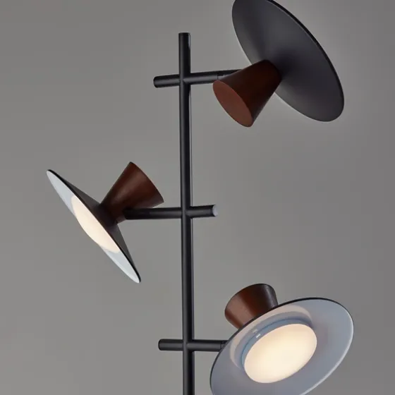 Black Metal Wood Accent Contemporary Floor Lamp-Kirkland's Home Cheap
