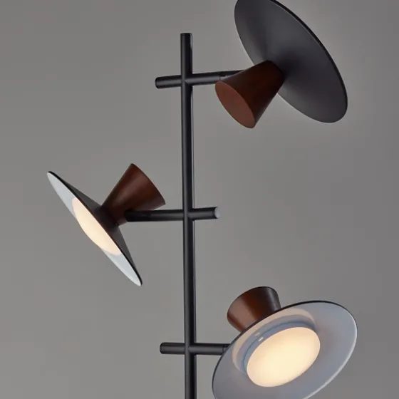 Black Metal Wood Accent Contemporary Floor Lamp-Kirkland's Home Cheap