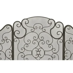Black Metallic Scroll Three-Panel Fire Screen-Kirkland's Home Fashion