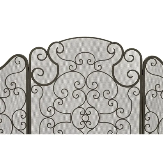 Black Metallic Scroll Three-Panel Fire Screen-Kirkland's Home Fashion