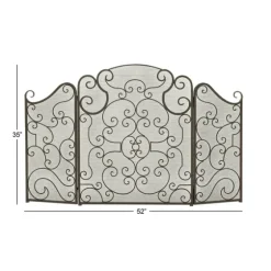 Black Metallic Scroll Three-Panel Fire Screen-Kirkland's Home Fashion