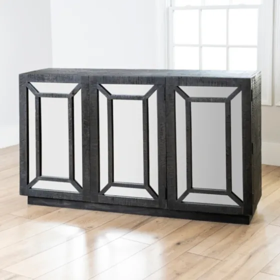 Black Mirrored 3-Door Sideboard-Kirkland's Home Hot