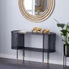 Black Modern Oval Perforated Console Table-Kirkland's Home Sale