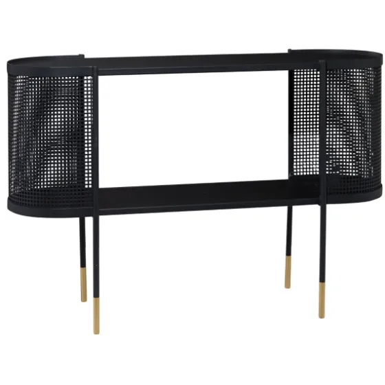 Black Modern Oval Perforated Console Table-Kirkland's Home Sale