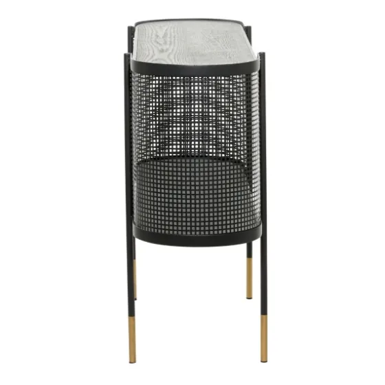 Black Modern Oval Perforated Console Table-Kirkland's Home Sale
