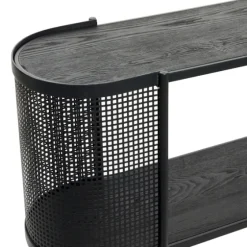 Black Modern Oval Perforated Console Table-Kirkland's Home Sale