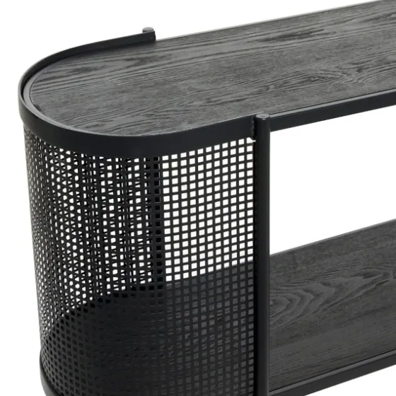 Black Modern Oval Perforated Console Table-Kirkland's Home Sale