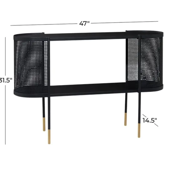 Black Modern Oval Perforated Console Table-Kirkland's Home Sale