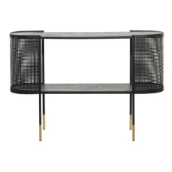 Black Modern Oval Perforated Console Table-Kirkland's Home Sale