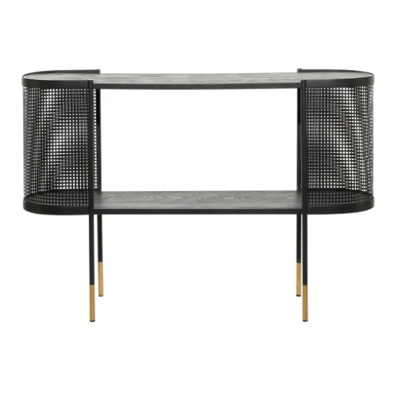Black Modern Oval Perforated Console Table-Kirkland's Home Sale