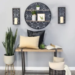 Black Ornate Laser Cut Sconces, Set Of 2-Kirkland's Home Discount