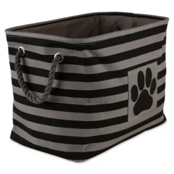 Black Paw Patch Stripe Rectangle Pet Basket-Kirkland's Home Flash Sale