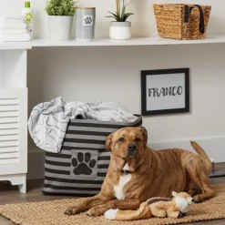 Black Paw Patch Stripe Rectangle Pet Basket-Kirkland's Home Flash Sale