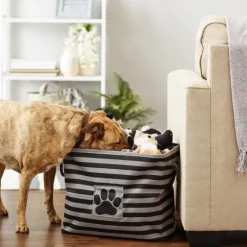 Black Paw Patch Stripe Rectangle Pet Basket-Kirkland's Home Flash Sale