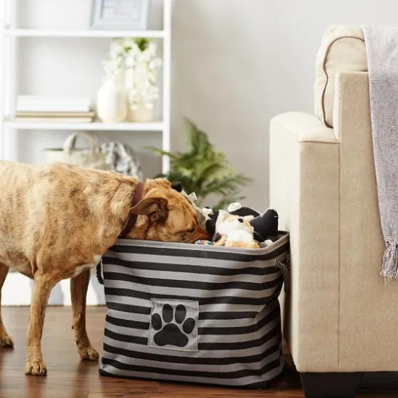 Black Paw Patch Stripe Rectangle Pet Basket-Kirkland's Home Flash Sale