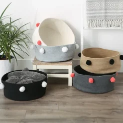 Black Pet Bin Pom Pom Storage Basket-Kirkland's Home Outlet