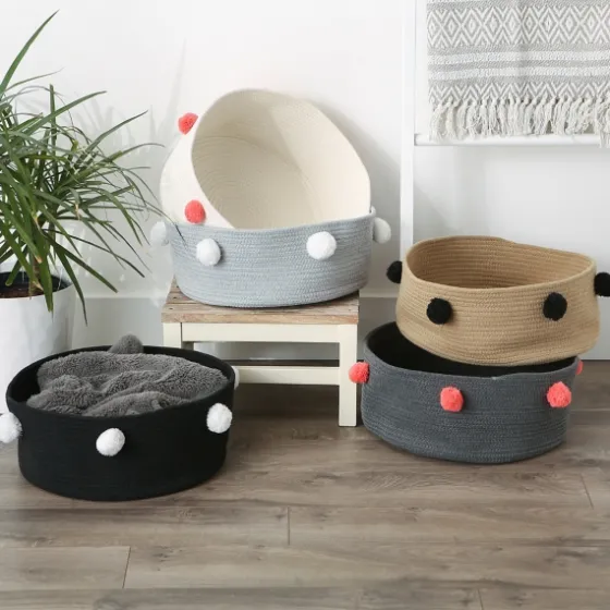 Black Pet Bin Pom Pom Storage Basket-Kirkland's Home Outlet