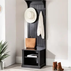 Black Pine Wood Grooved Hall Tree-Kirkland's Home Online
