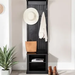 Black Pine Wood Grooved Hall Tree-Kirkland's Home Online