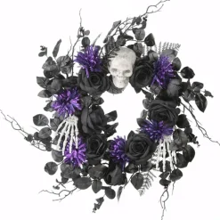 Black Purple Leaves Skull Hands Halloween Wreath-Kirkland's Home Best