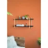 Black Rattan Wrapped Double Tiered Wall Shelf-Kirkland's Home Fashion