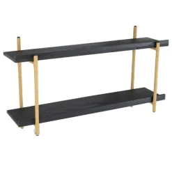 Black Rattan Wrapped Double Tiered Wall Shelf-Kirkland's Home Fashion