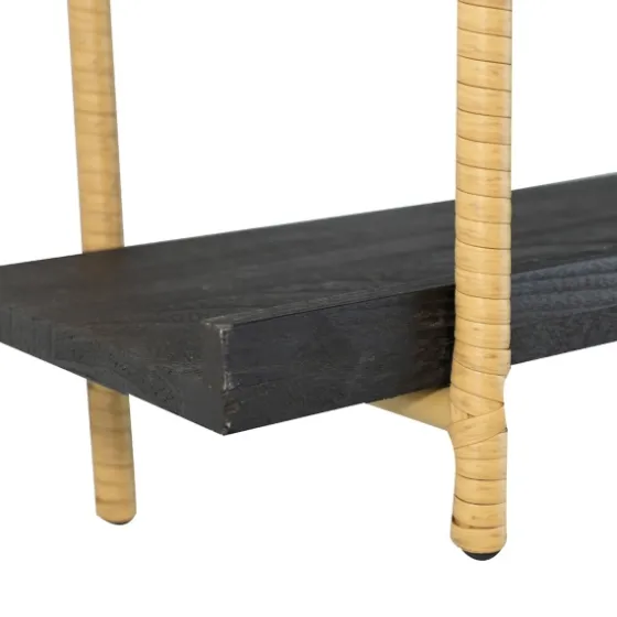 Black Rattan Wrapped Double Tiered Wall Shelf-Kirkland's Home Fashion