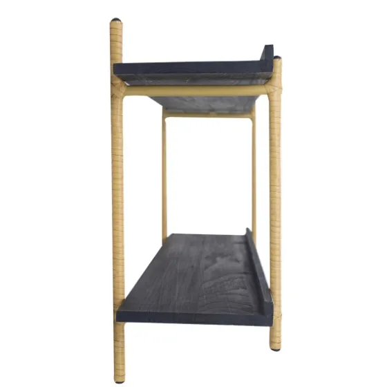 Black Rattan Wrapped Double Tiered Wall Shelf-Kirkland's Home Fashion