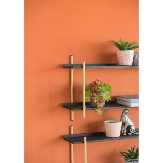 Black Rattan Wrapped Double Tiered Wall Shelf-Kirkland's Home Fashion