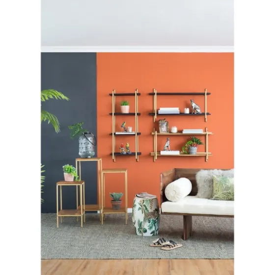 Black Rattan Wrapped Double Tiered Wall Shelf-Kirkland's Home Fashion