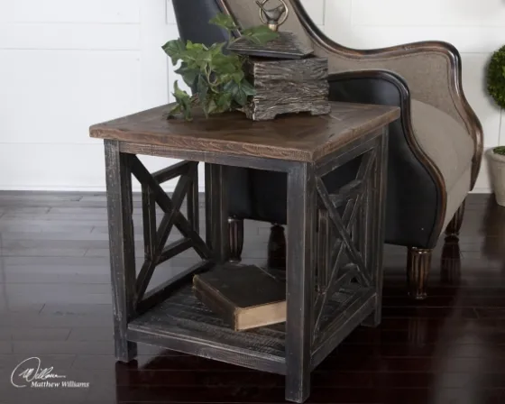 Black Reclaimed Fir Wood Accent Table-Kirkland's Home Sale