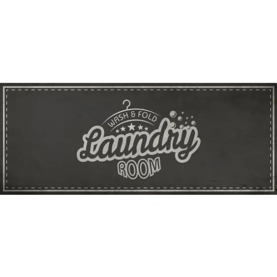 Black Retro Wash And Fold Floor Mat, 24X60-Kirkland's Home Hot