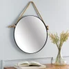 Black Round Framed Mirror With Rope, 24 In.-Kirkland's Home Store