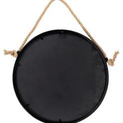 Black Round Framed Mirror With Rope, 24 In.-Kirkland's Home Store