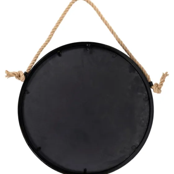 Black Round Framed Mirror With Rope, 24 In.-Kirkland's Home Store