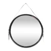 Black Round Framed Mirror With Leather Strap-Kirkland's Home Cheap