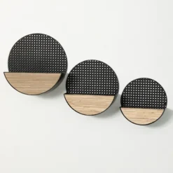 Black Round Mesh Frame Wall Shelves, Set Of 3-Kirkland's Home Shop