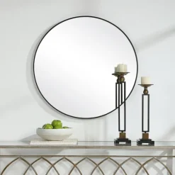 Black Round Simple Frame Large Wall Mirror-Kirkland's Home Hot