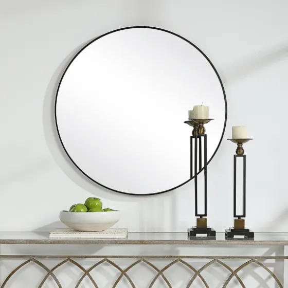 Black Round Simple Frame Large Wall Mirror-Kirkland's Home Hot