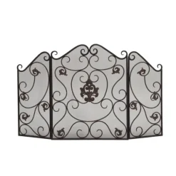 Black Scroll And Medallion Metal Fireplace Screen-Kirkland's Home Cheap
