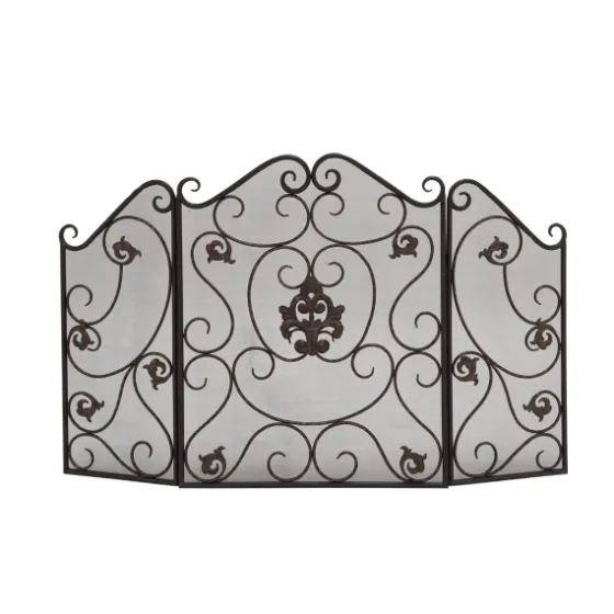 Black Scroll And Medallion Metal Fireplace Screen-Kirkland's Home Cheap