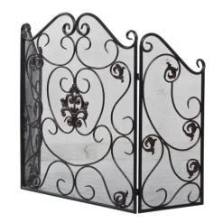 Black Scroll And Medallion Metal Fireplace Screen-Kirkland's Home Cheap