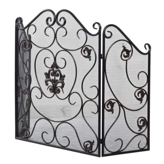 Black Scroll And Medallion Metal Fireplace Screen-Kirkland's Home Cheap