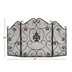 Black Scroll And Medallion Metal Fireplace Screen-Kirkland's Home Cheap