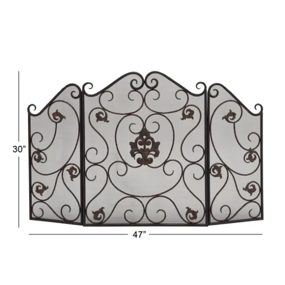 Black Scroll And Medallion Metal Fireplace Screen-Kirkland's Home Cheap
